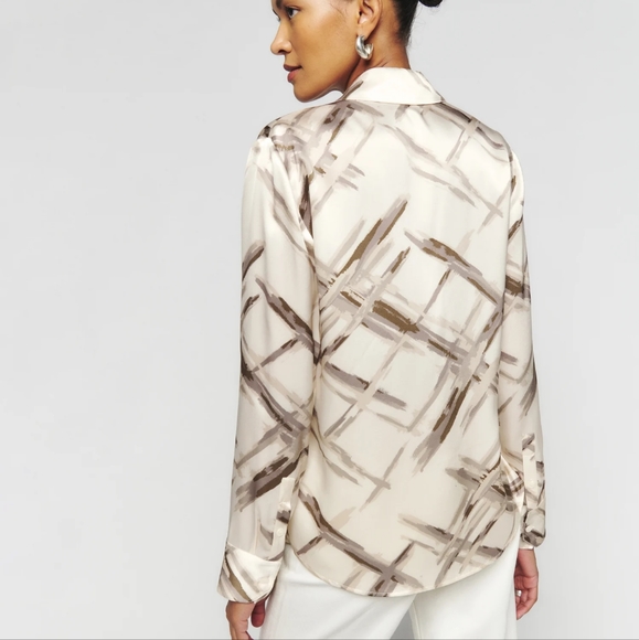 Reformation Sky Relaxed Silk Top Shirt Xs - Picture 4 of 4